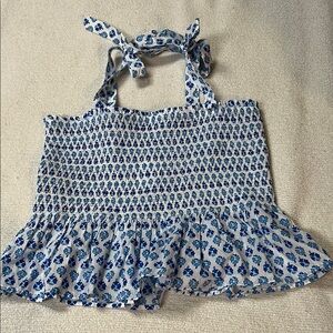 J. Crew Blue and White Floral Tank Top